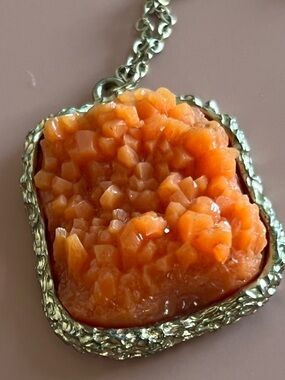 Gorgeousness unique Gold-Trim Orange Druzy Pendant Necklace - Women Jewelry